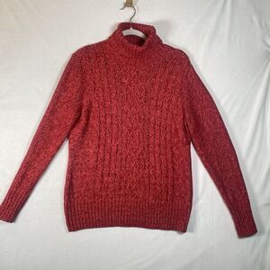 Guide Series Red Cable Knit Turtleneck Sweater Women’s Size L Cotton Blend